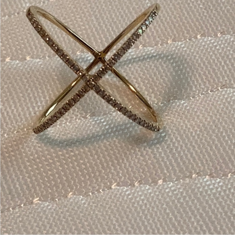 EFC yellow gold diamond X ring - Picture 3 of 3